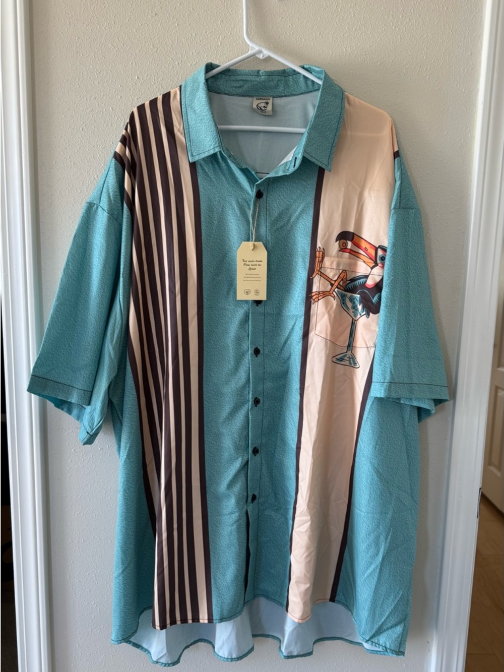 New Hardaddy Men’s 4XLB Moisture Wicking Toucan Aloha Cruise Button Up Shirt